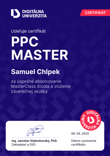 Certifikát PPC Masterclass