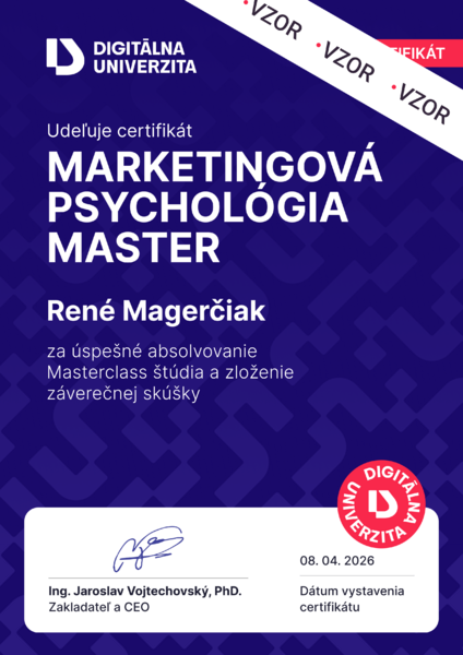 Certifikát Masterclass Marketingovej psychológie