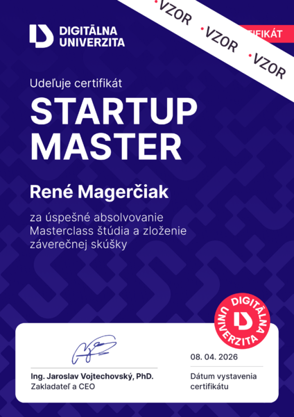 Certifikát Masterclass Štart nového biznisu