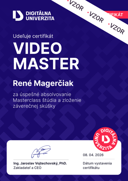 Certifikát Masterclass Tvorby a strihu videí